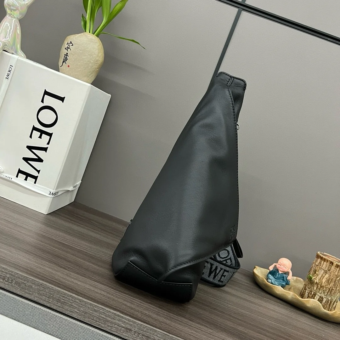 Loewe Anton Sling Bag in Black Calfskin and Jacquard product view 2