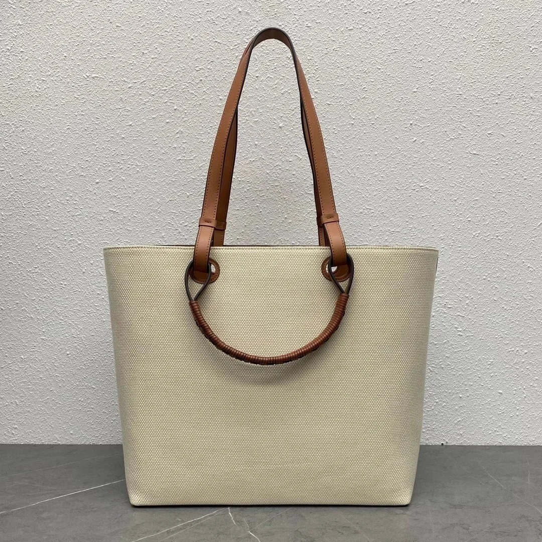 Loewe Anagram Medium Tote Bag In Jacquard and Calfskin product view 10
