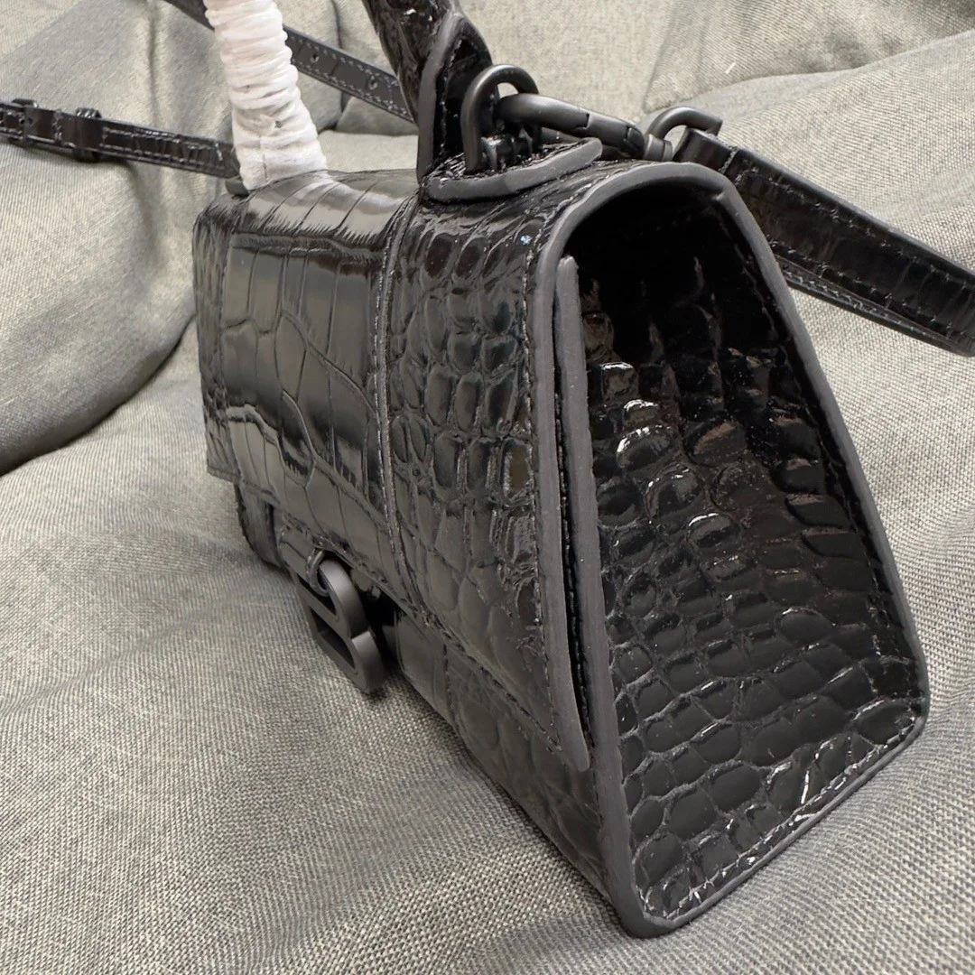 Balenciaga Hourglass XS Bag in Noir Croc-Embossed Calfskin product view 10