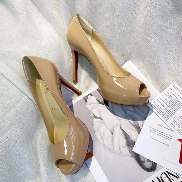 Christian Louboutin New Very Prive 120 Peep-Toe Platform Pumps Nude Pink product view 4