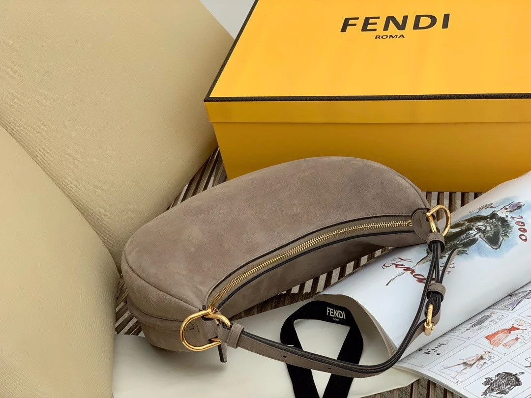 Fendi Fendigraphy Small Hobo Bag In Beige Suede Leather product view 5