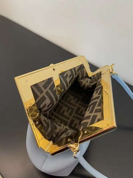Fendi First Medium Bag In Light Blue Nappa Leather product view 9