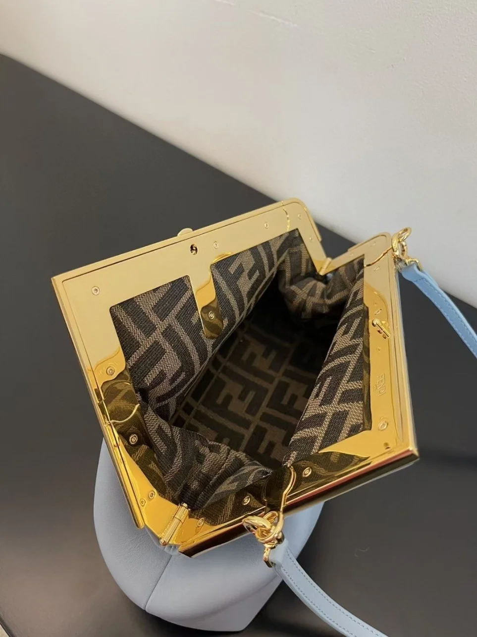 Fendi First Medium Bag In Light Blue Nappa Leather product view 9