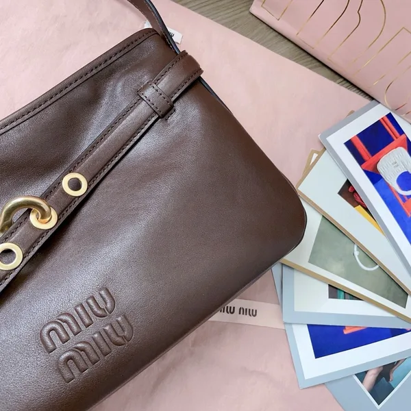 Miu Miu Aventure Small Shoulder Bag in Briarwood Nappa Leather product view 6