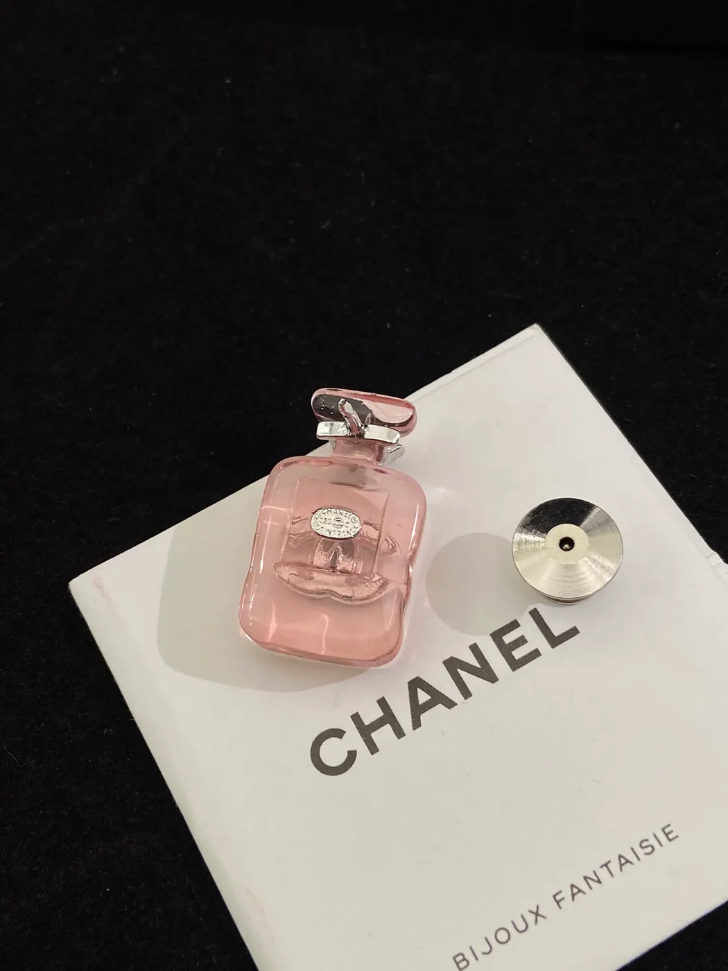 Chanel Perfume Bottle Brooch Pink and Silver-Tone product view 1