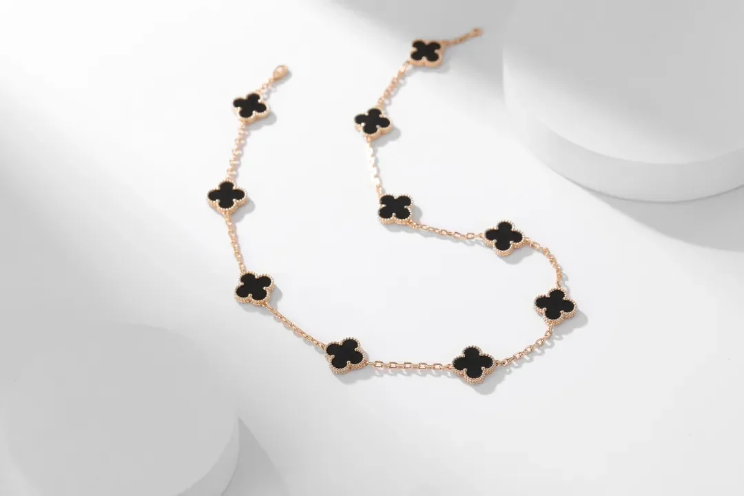 Van Cleef & Arpels Alhambra Black Ten-Motif Gold-Tone Necklace product view 1