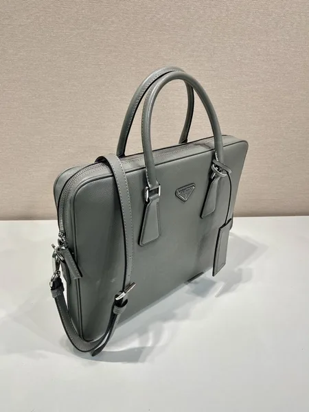 Prada Briefcase in Grey Saffiano Leather product view 4