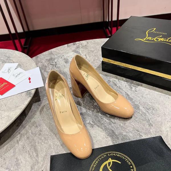 Christian Louboutin Miss Sab 85 Block-Heel Pumps Beige product view 3