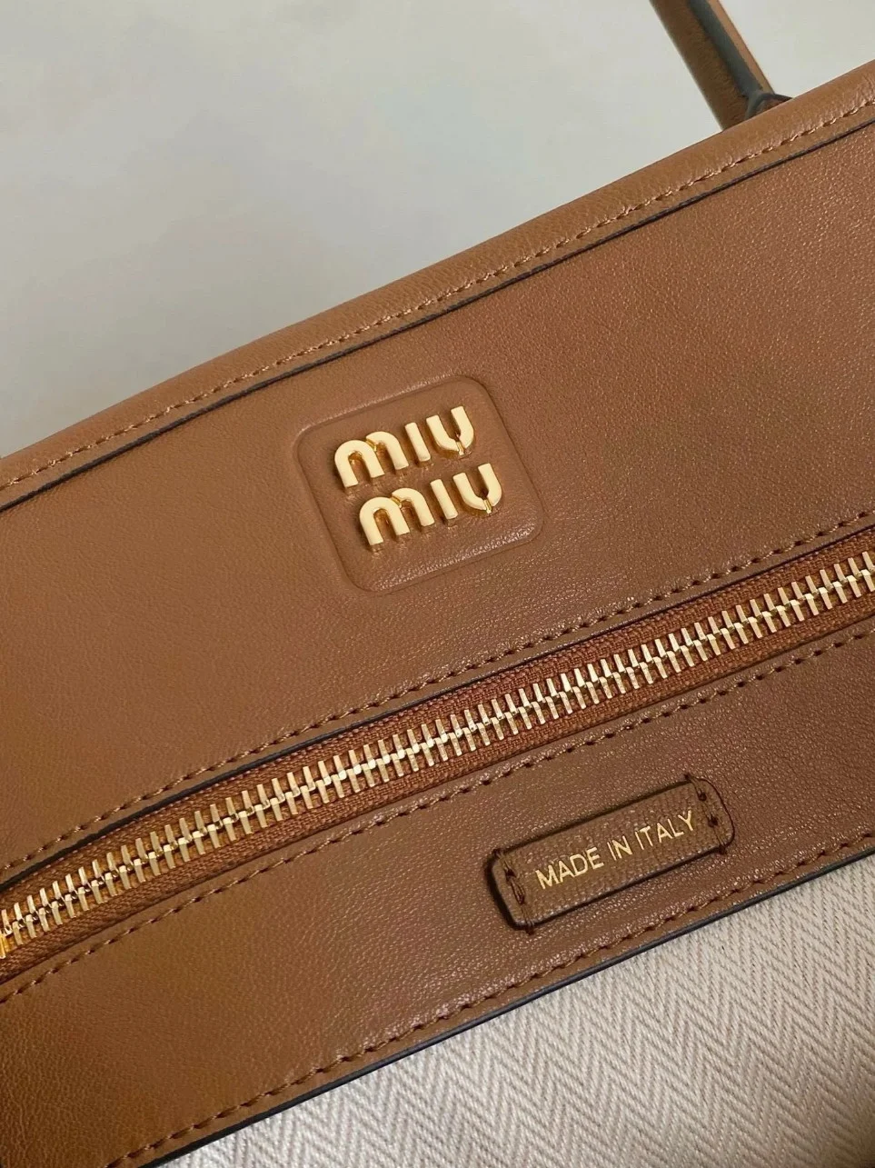 Miu Miu Aventure Large Shopper Bag in Brown Nappa Leather product view 2