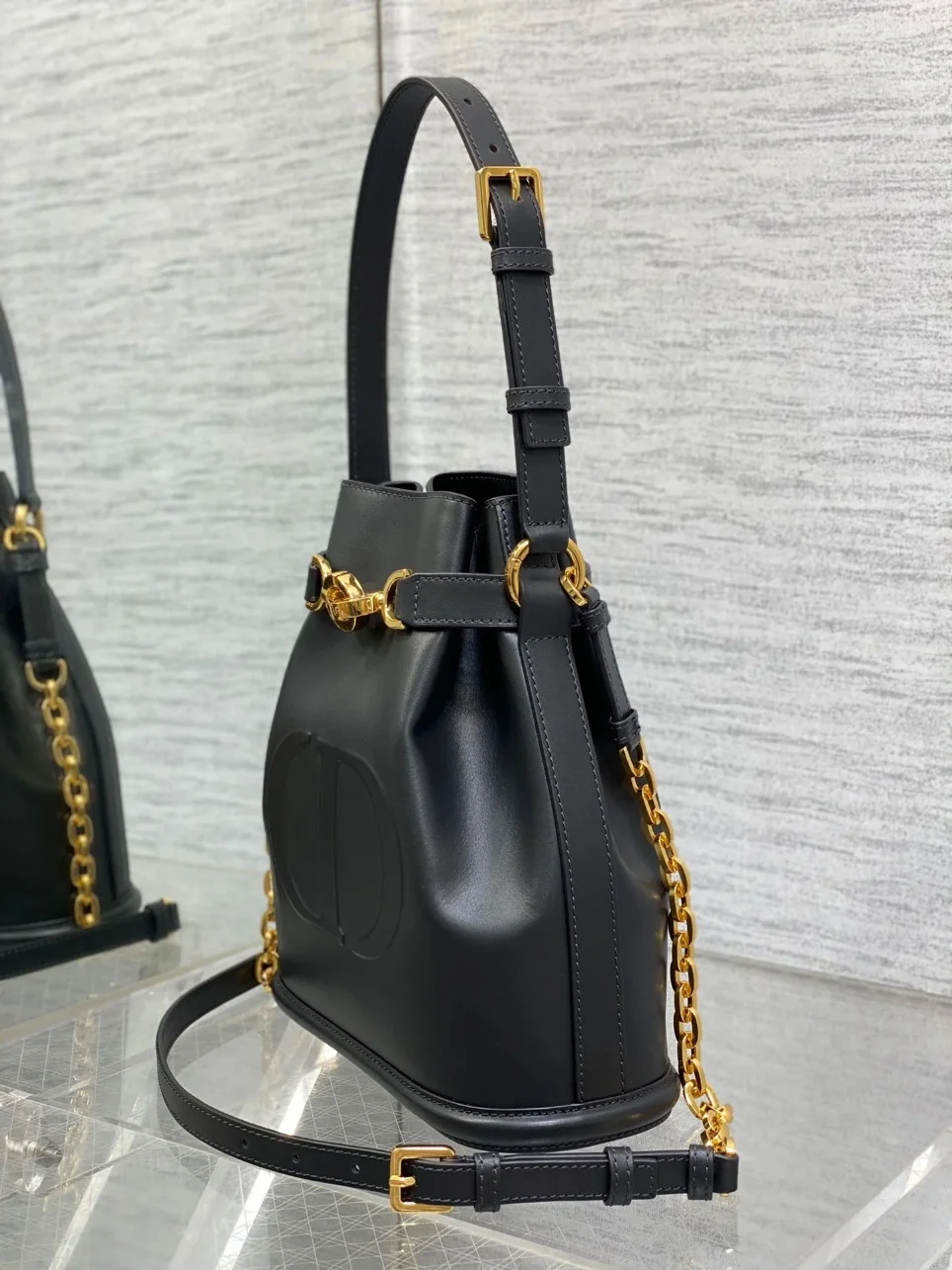 Dior C’est Medium Bag in Black Saddle Calfskin product view 9