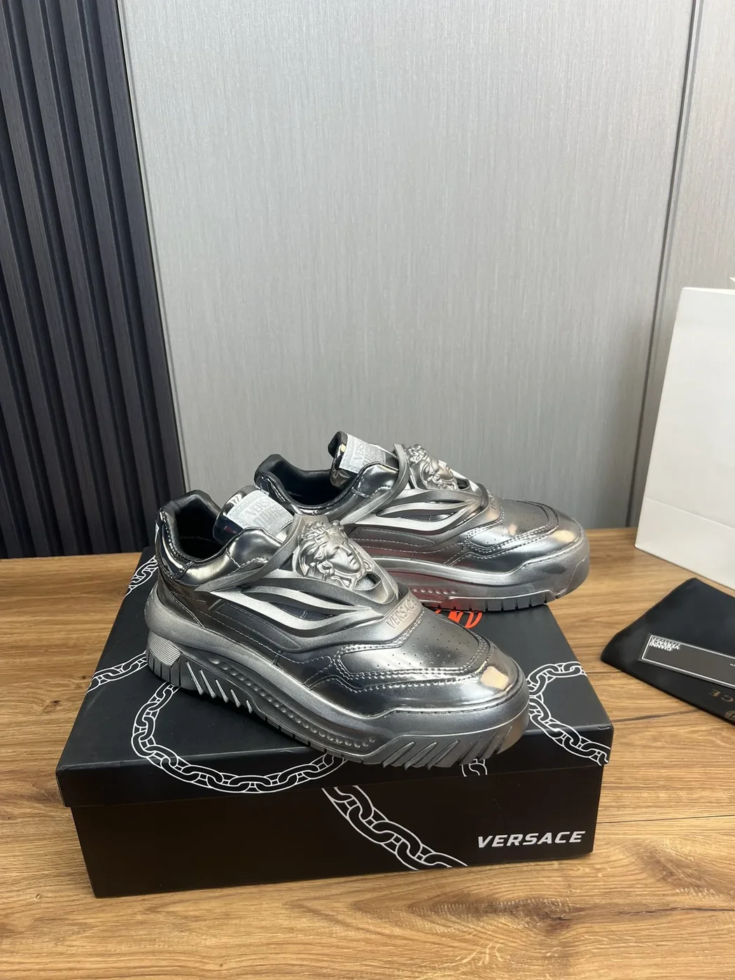Versace Leather Sneakers Silver product view 2