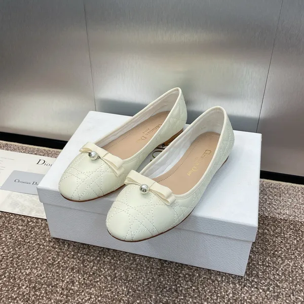 Dior Ballerina Flats in White Quilted Cannage Calfskin product view 5