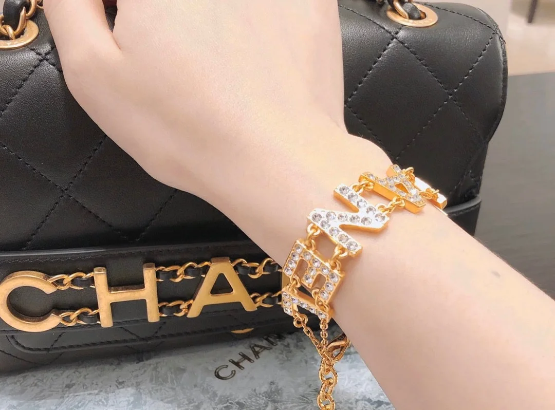 Chanel Letter Charm Chain Bracelet Gold-Tone product view 5