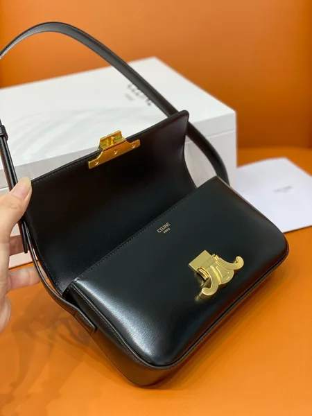 Celine Claude Shoulder Bag in Black Calfskin product view 6