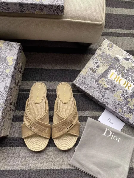 Dior Granville Espadrilles Sandals In Beige Embroidered Cotton product view 3