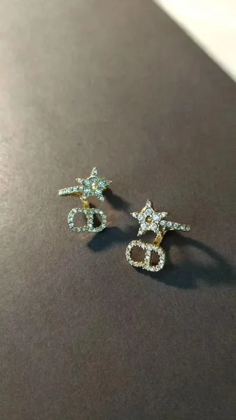 Dior Clair D Lune Earrings In Gold-Finish Metal and White Crystals product view 6