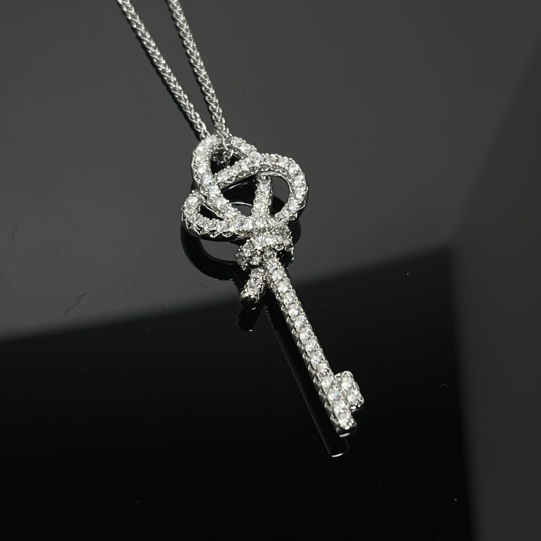 Tiffany & Co. Woven Knot Key Pavé-Effect Necklace Silver-Tone product view 1