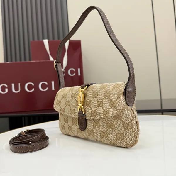 Gucci Jackie Small Shoulder Bag — Beige Jacquard product view 6