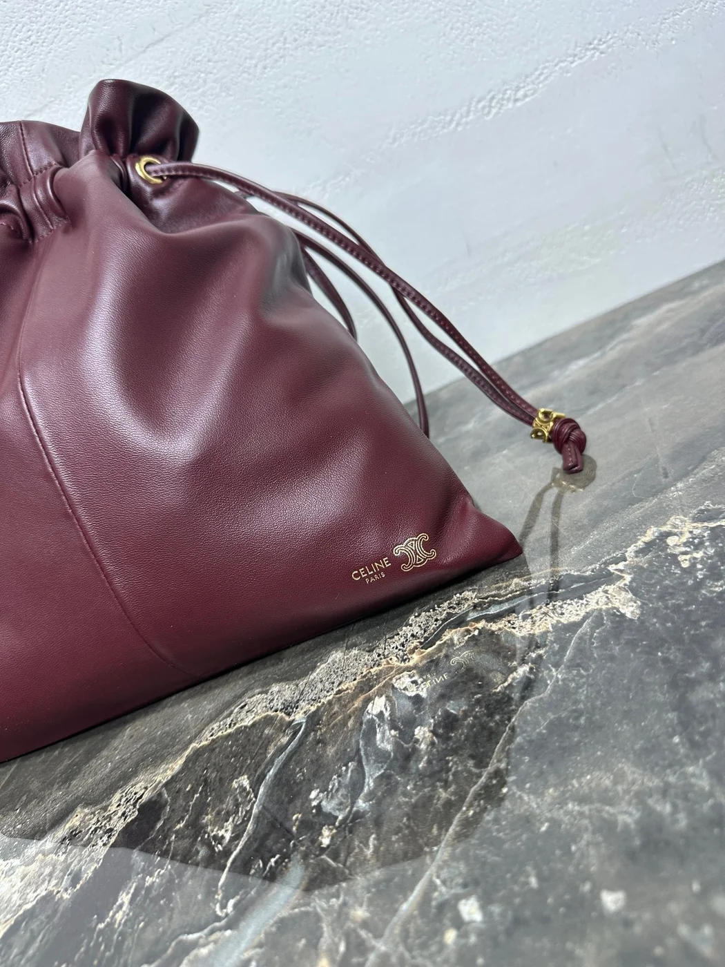 Celine Small Crystal Pouch — Burgundy product view 5