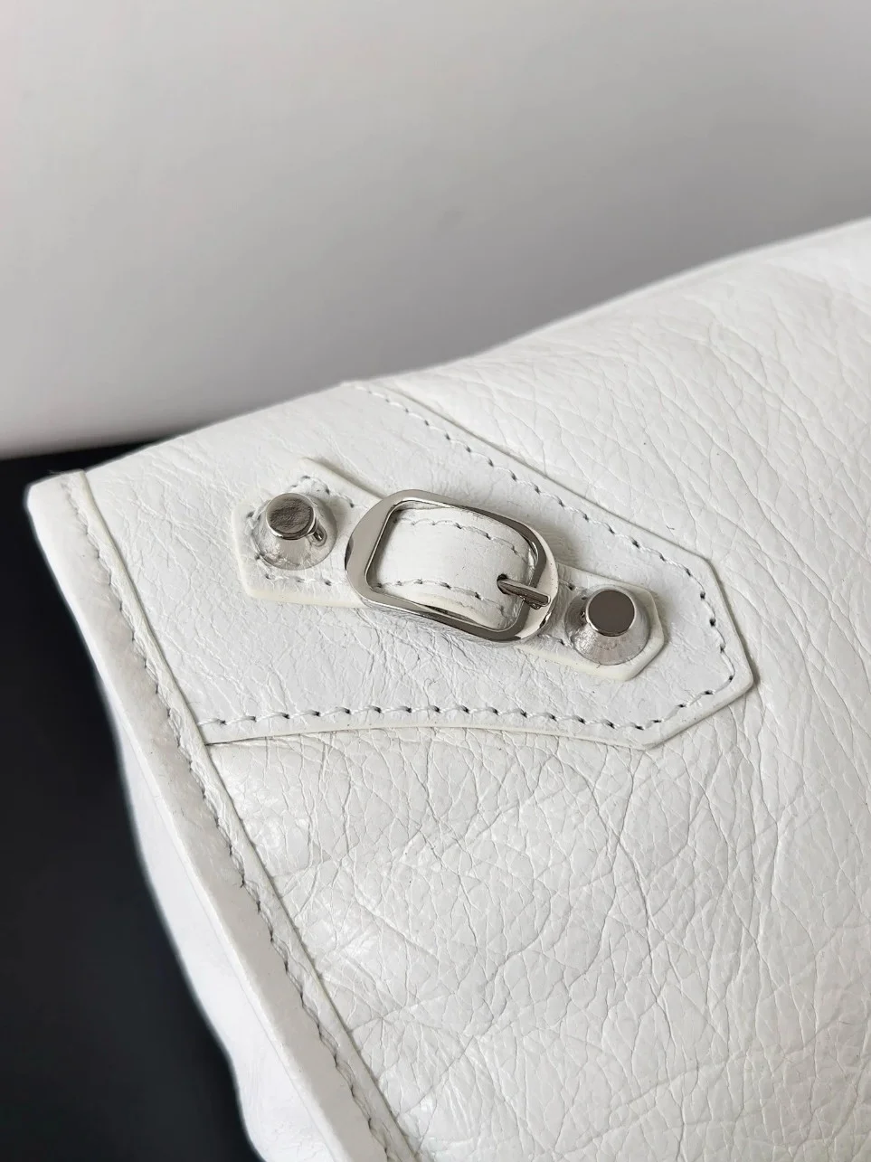 Balenciaga Le City Small Bag in White Arena Lambskin product view 8