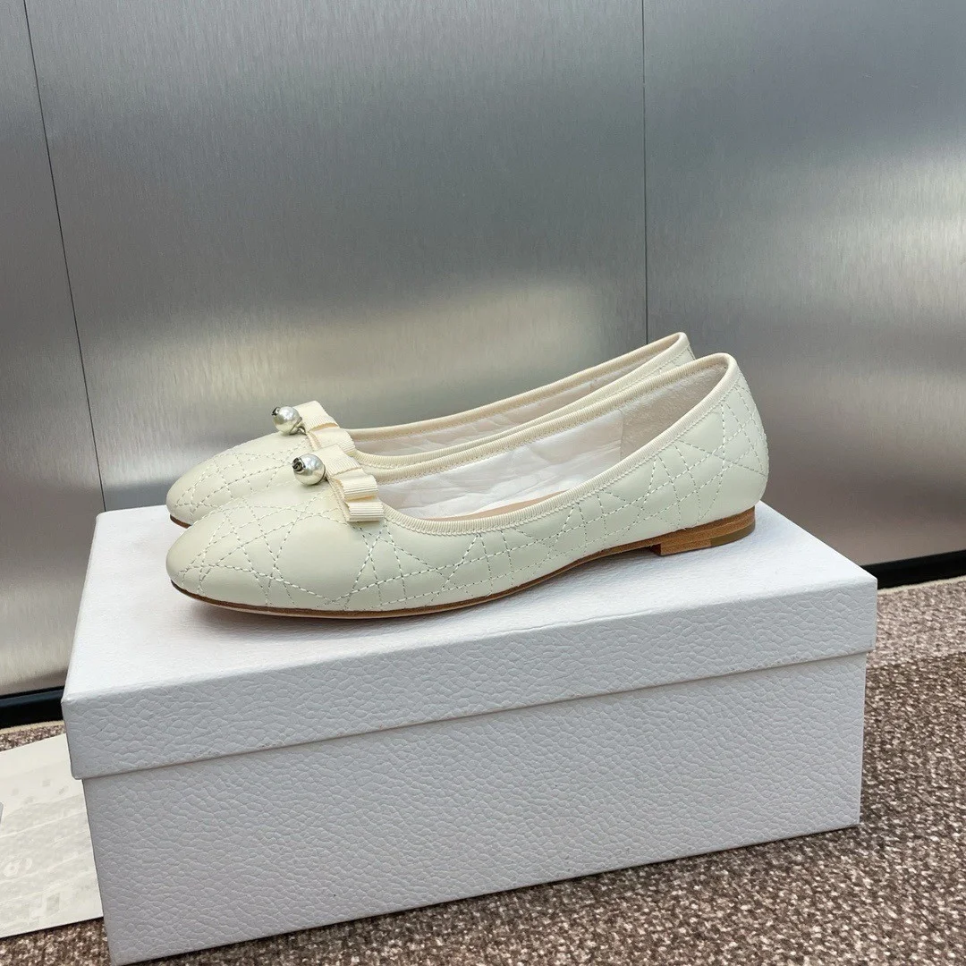 Dior Ballerina Flats in White Quilted Cannage Calfskin product view 6