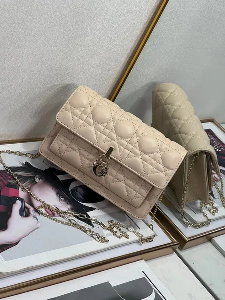 Dior Lady Dior Chain Pouch In Beige Cannage Lambskin product view 10