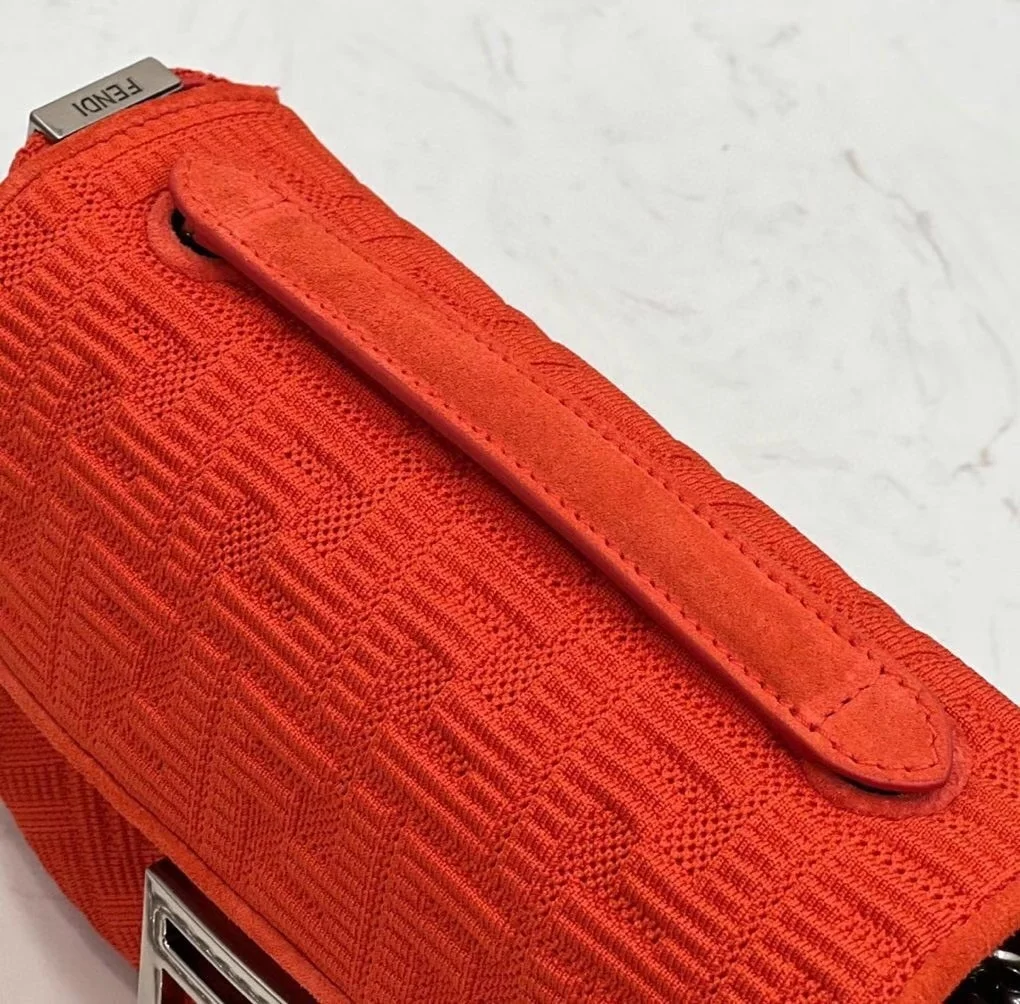 Fendi Baguette Chain Midi Bag In Piment FF Fabric product view 3
