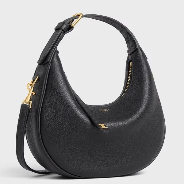 Celine Lulu Teen Hobo Bag in Black Grained Calfskin product photo