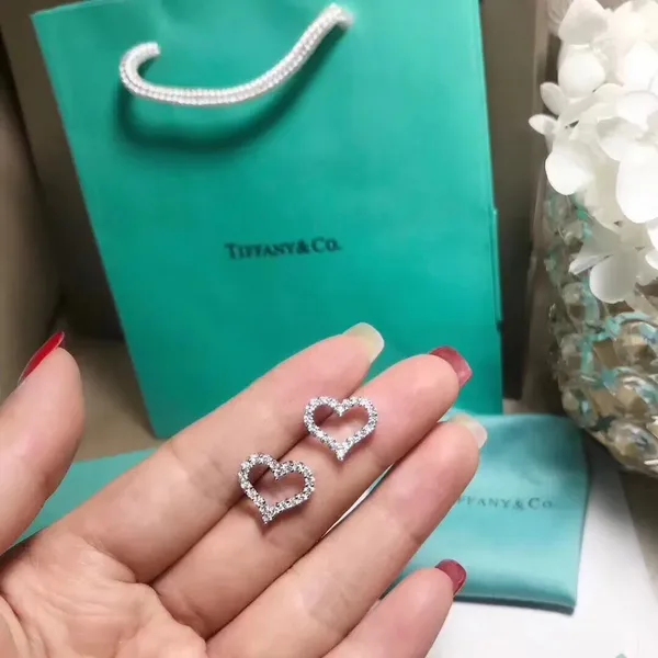 Tiffany & Co. Pavé-Effect Open Heart Stud Earrings Silver-Tone product photo