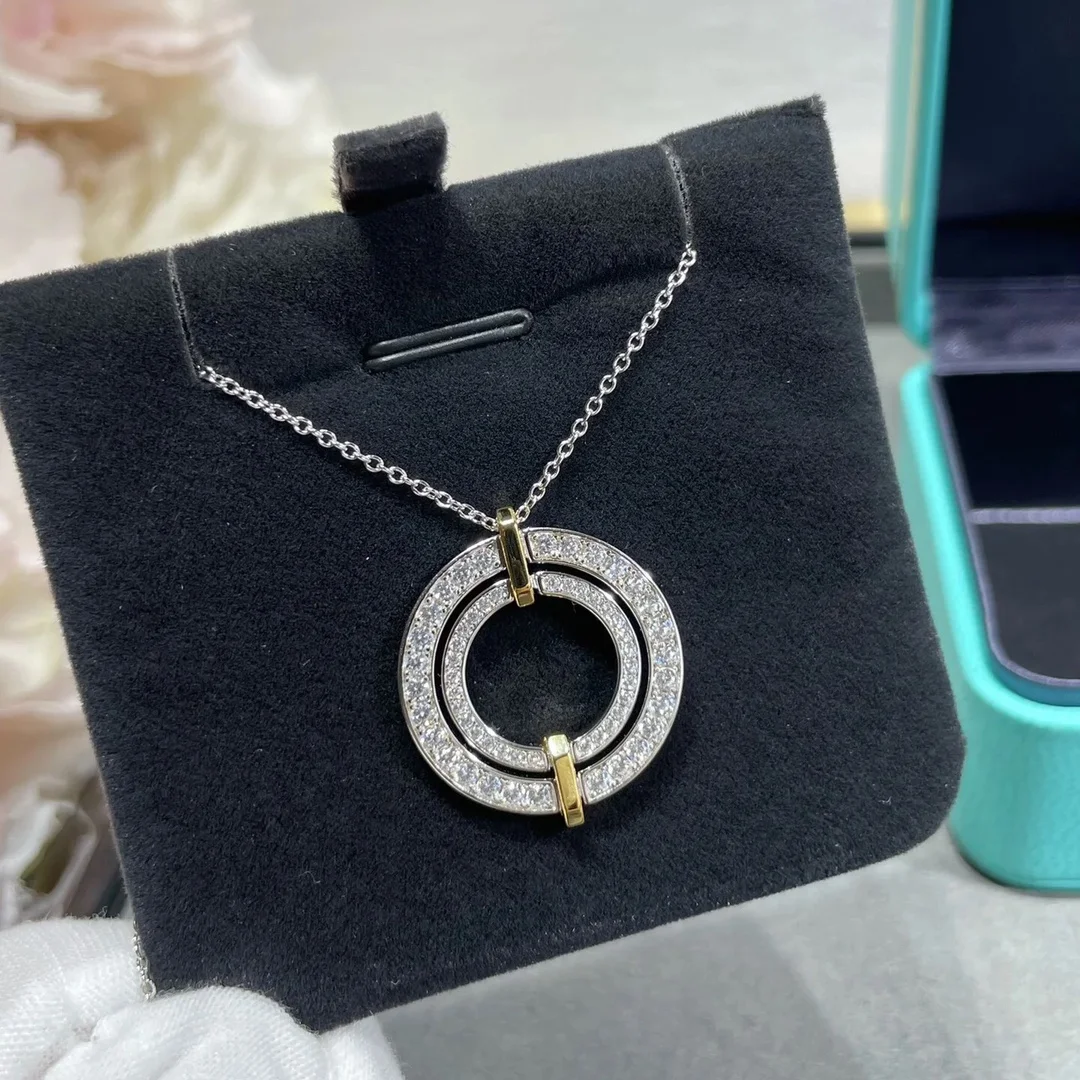 Tiffany & Co. Two-Tone Round Pavé-Effect Pendant Necklace Two-Tone product view 4