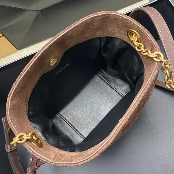 Saint Laurent Jamie Mini Shoulder Pouch — Dark Brown Suede product view 8