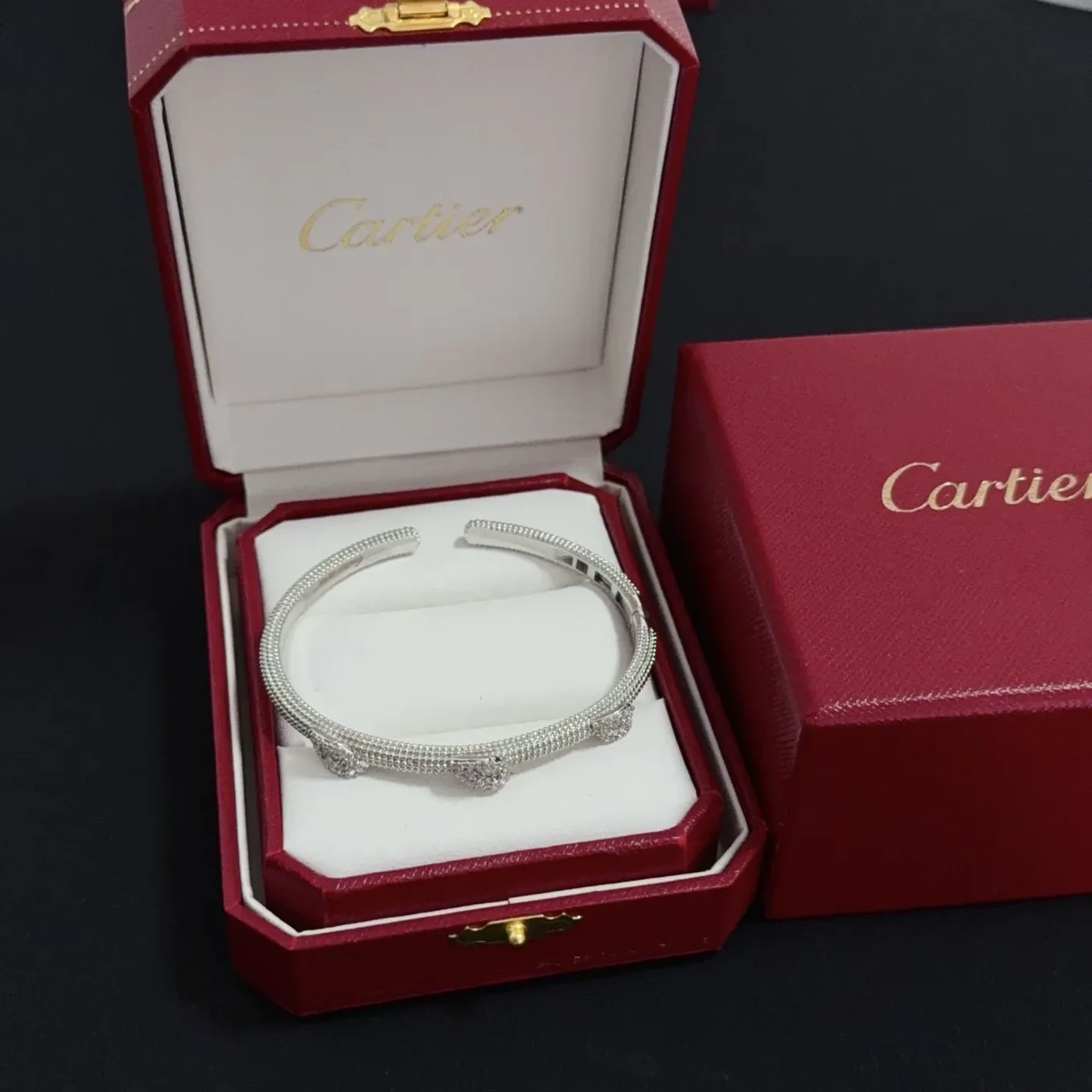Cartier Silver-Tone Open Cuff with Pave-Effect Head product view 1