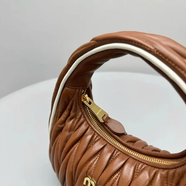 Miu Miu Wander Hobo Bag in Cognac Matelasse Nappa Leather product view 3