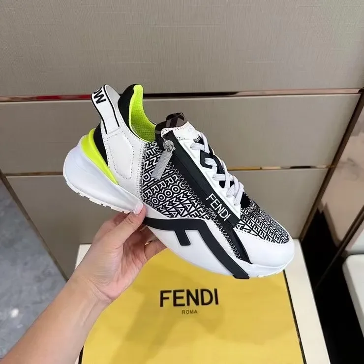 Fendi Flow Low-Top Sneakers — Black and White with Neon Accents product view 5