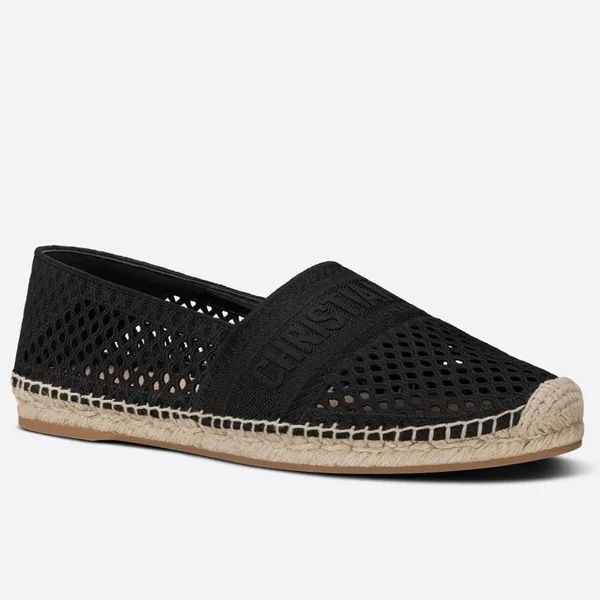 Dior Granville Espadrilles In Black Mesh Embroidery product photo