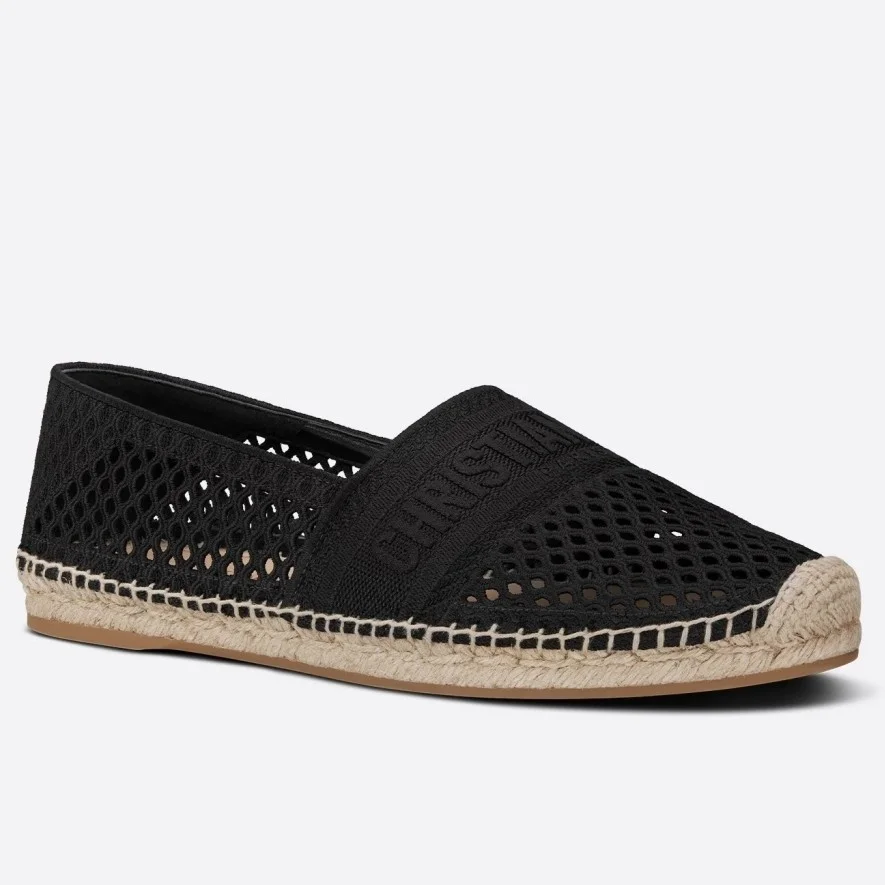 Dior Granville Espadrilles In Black Mesh Embroidery product view 1