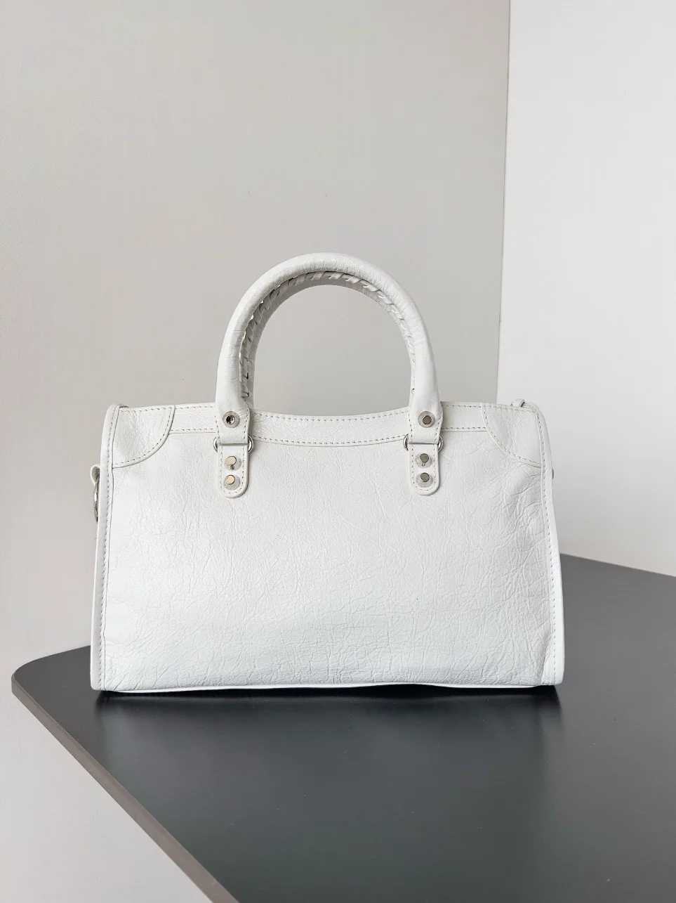 Balenciaga Le City Small Bag in White Arena Lambskin product view 7