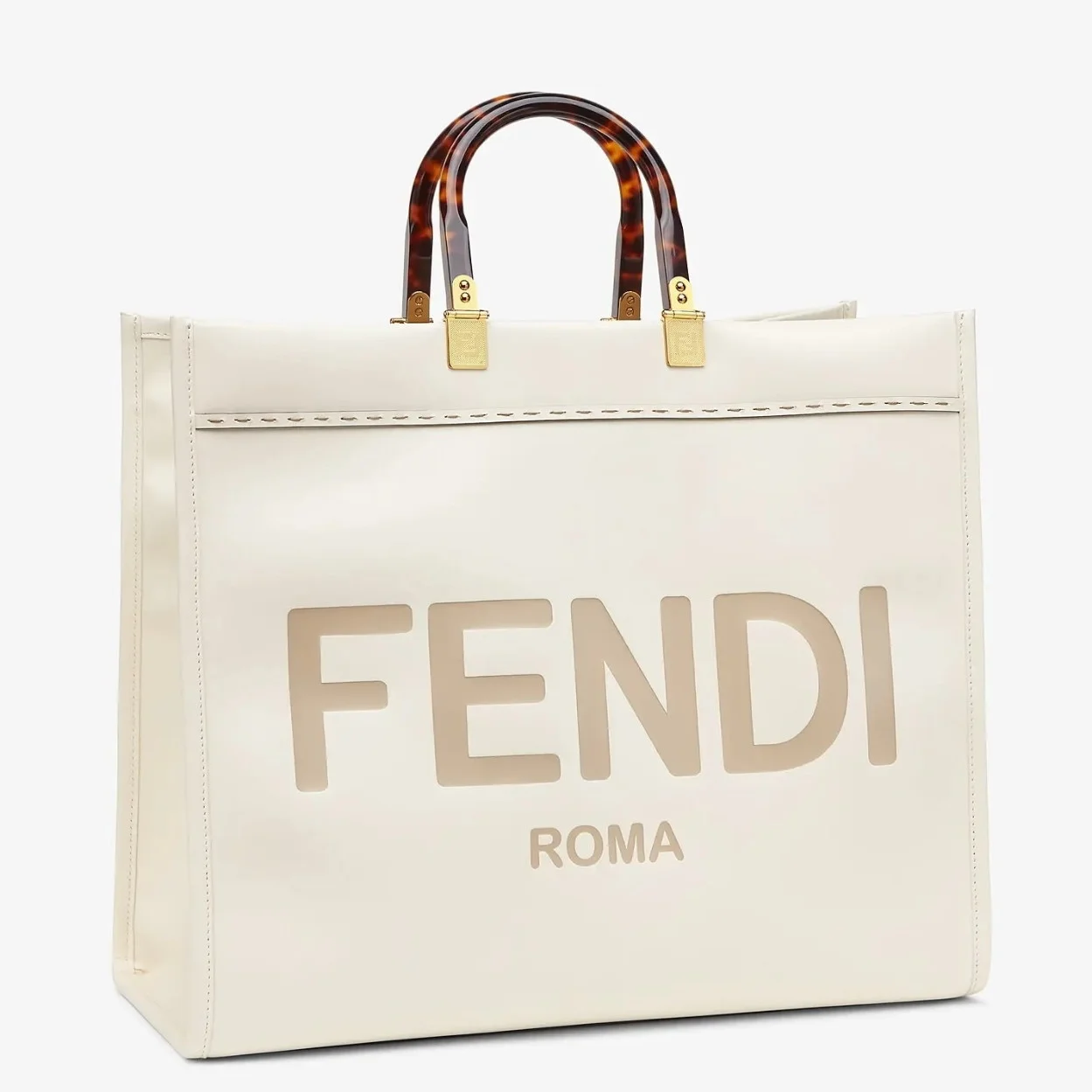 Fendi Sunshine Large Tote Bag In White Calfskin product view 1