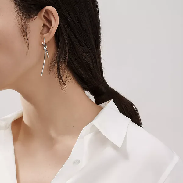 Tiffany & Co. Knot Long Drop Earrings Gold-Tone product view 2