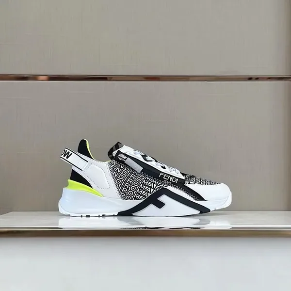 Fendi Flow Low-Top Sneakers — Black and White with Neon Accents product view 3