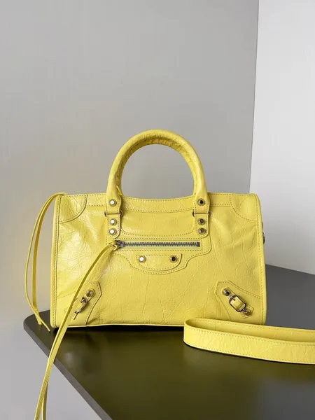 Balenciaga Le City Small Bag in Yellow Arena Lambskin product view 2
