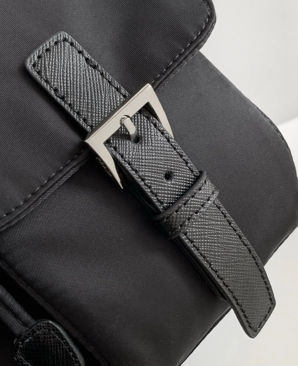 Prada Medium Backpack with Pouch in Black Re-Nylon product view 9