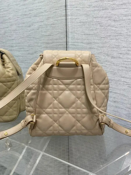 Dior Caro Medium Backpack in Beige Macrocannage Lambskin product view 2