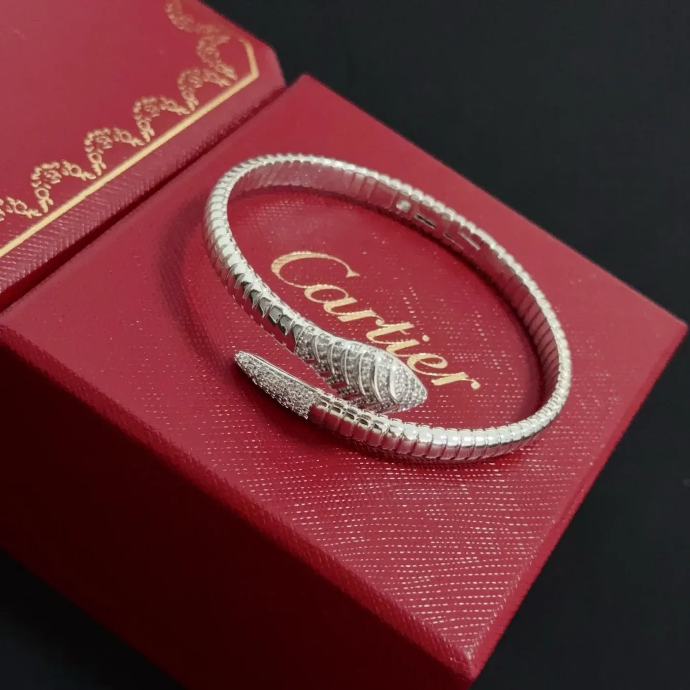 Cartier Silver-Tone Twisted Wrap Open Cuff Bracelet product view 6
