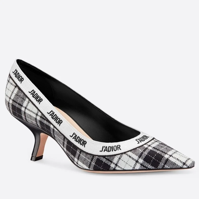 Dior J’Adior Pumps 65mm In Black and White Tartan Fabric product view 1