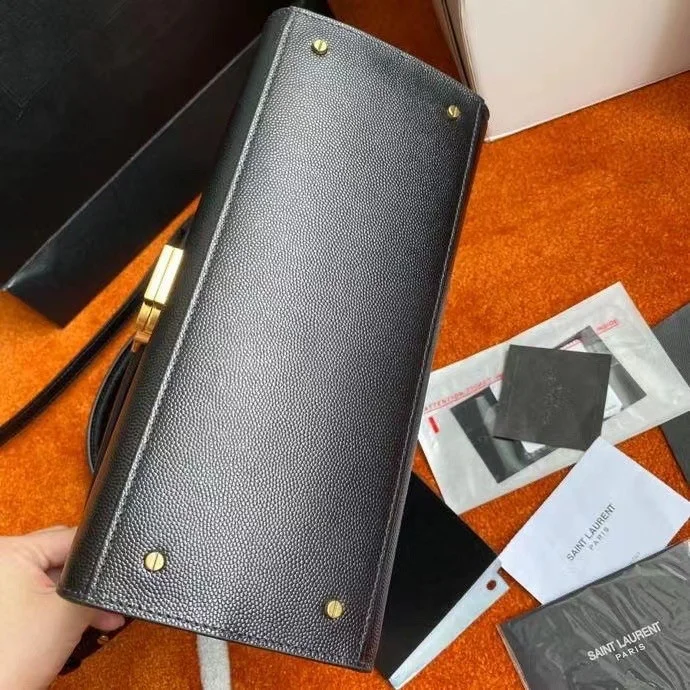 Saint Laurent Cassandra Medium Bag In Black Grained Leather product view 5