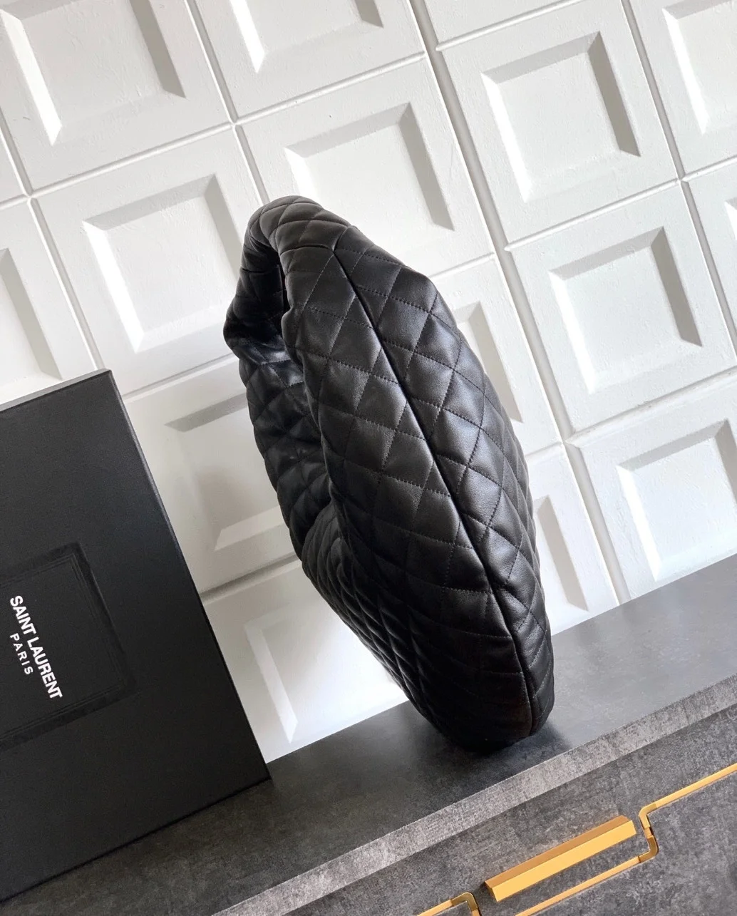 Saint Laurent Icare Hobo Bag in Black Quilted Nappa Leather product view 2