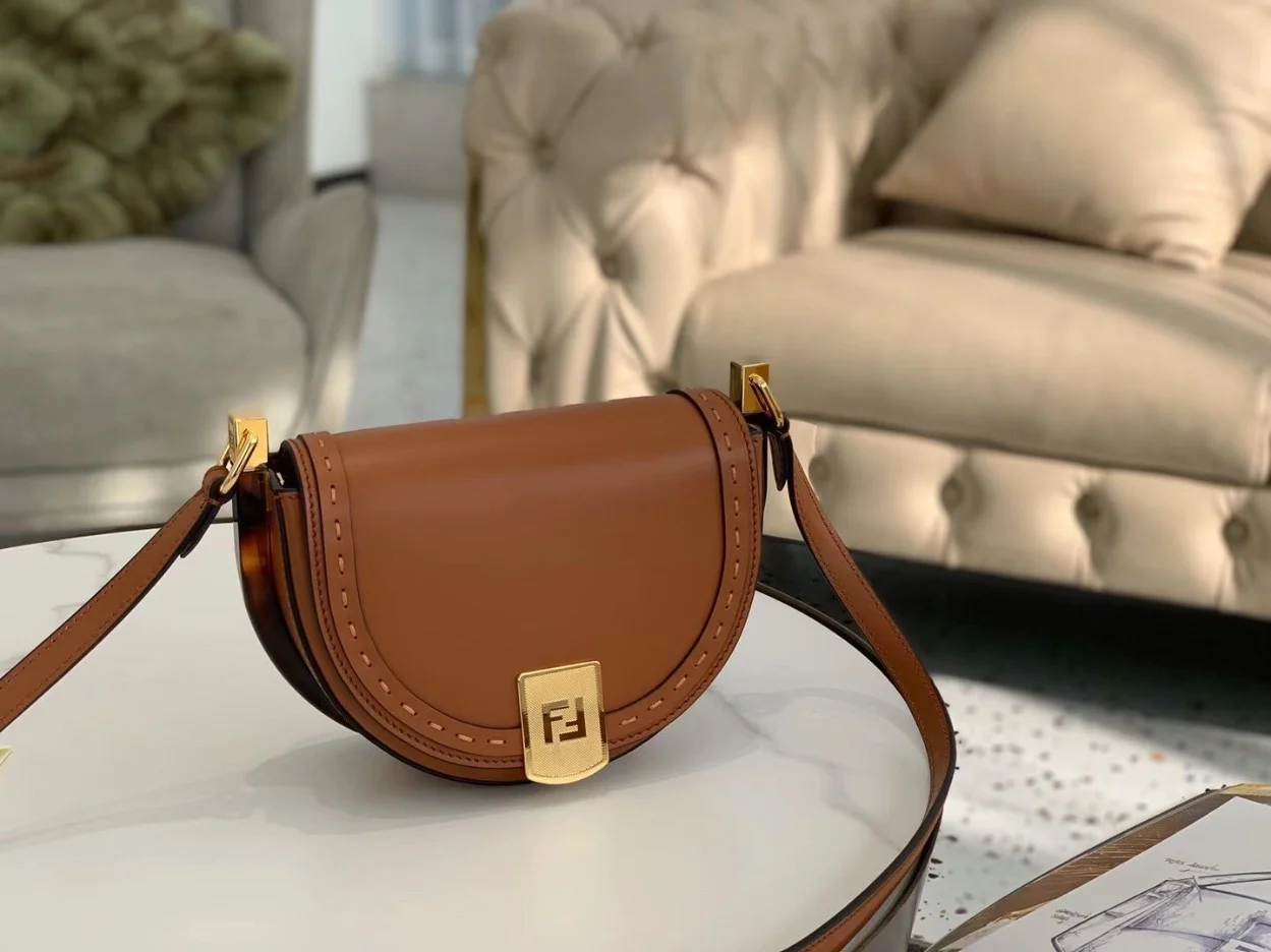 Fendi Moonlight Saddle Bag In Brown Calfskin product view 3