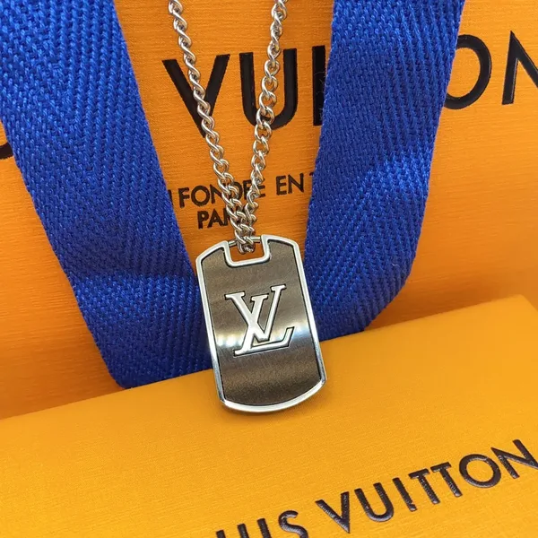 Louis Vuitton Reversible LV Tag Pendant Necklace Silver-Tone product view 4