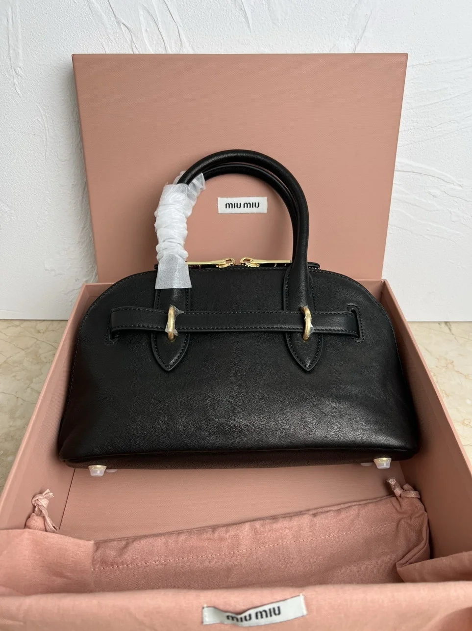 Miu Miu Aventure Small Top-handle Bag in Black Nappa Leather product view 4